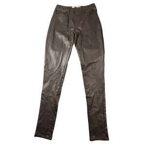 KanCan Jeans Juniors 3/25 Black Faux Leather Coated Skinny Stretch Y2K Retro